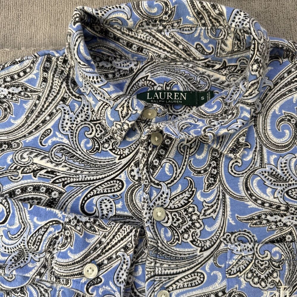 Ralph Lauren LRL Tunic Womens S Blue Paisley Shirt Pullover Collared Preppy Top